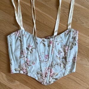 V. Chapman Floral Corset Top - Cream and Pink